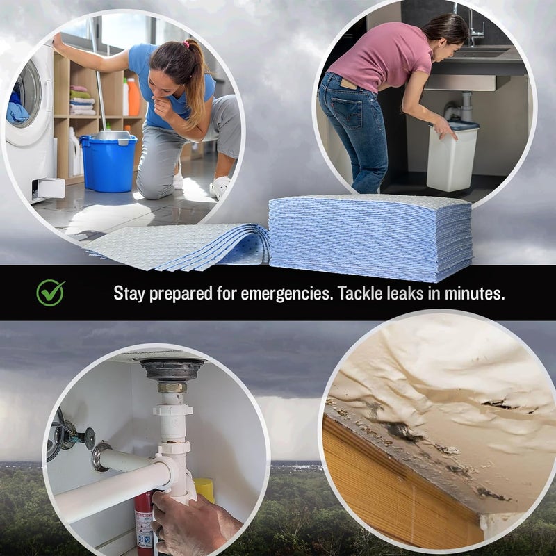 FLASHDRY Water Absorbent Pads 100 per Box, 17.5"x13.5" - Reusable and Hand Wringable Pads, Ideal for Water Leaks, Spills, Storm Damage Cleanup, Perfect for Basements, Garages, and Under-Sink Cabinets - Image 4